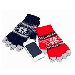 Перчатки для iphone трикотажные со снежинками фото