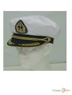 Капитанка белая "Адмиралка" с вышивкой на козырьке фото