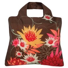 Эко-сумка "Цветы" коричневая фото