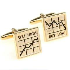 Запонки "Sell high, buy low" (золотые) фото