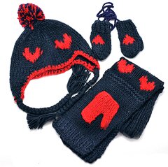Детский набор "Сердца" (варежки, шапка, шарф) фото