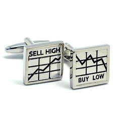 Запонки "Sell high, buy low" (серебряные) фото