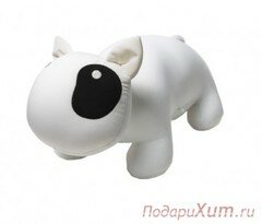 Подушка декоративная антистресс Собака белая фото