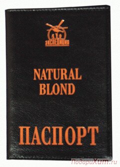 Обложка для паспорта "Natural Blond" кожа черная фото
