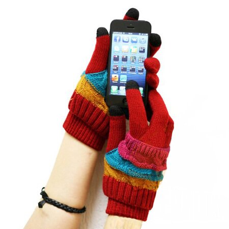 Дизайнерские перчатки для iPhone и других сенсорных устройств, двойные, бордовые фото