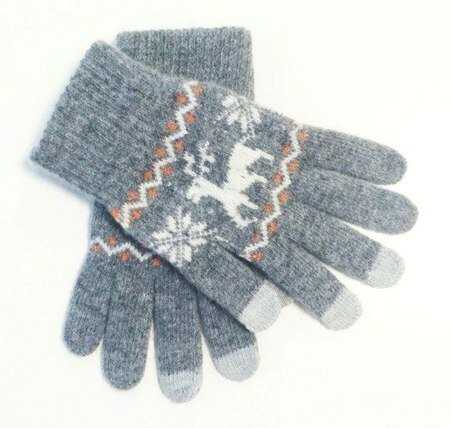 Дизайнерские перчатки для сенсорных экранов, серые с оленями фото