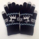 Дизайнерские перчатки для сенсорных экранов, черные с оленями фото