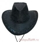 Шляпа ковбойская черная с орнаментом
