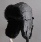 Шапка-шлем Пилотик; кожа, мех кролик, цвет черный фото