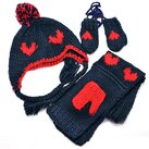 Детский набор "Сердца" (варежки, шапка, шарф)