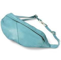 Поясная сумка голубая фото