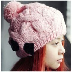 Шапка "Bow" розовая фото