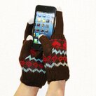 Дизайнерские перчатки для iPhone и других сенсорных устройств, двойные, коричневые фото