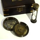 Набор Капитан-командор (компас с песочными часами в деревянной коробке) фото